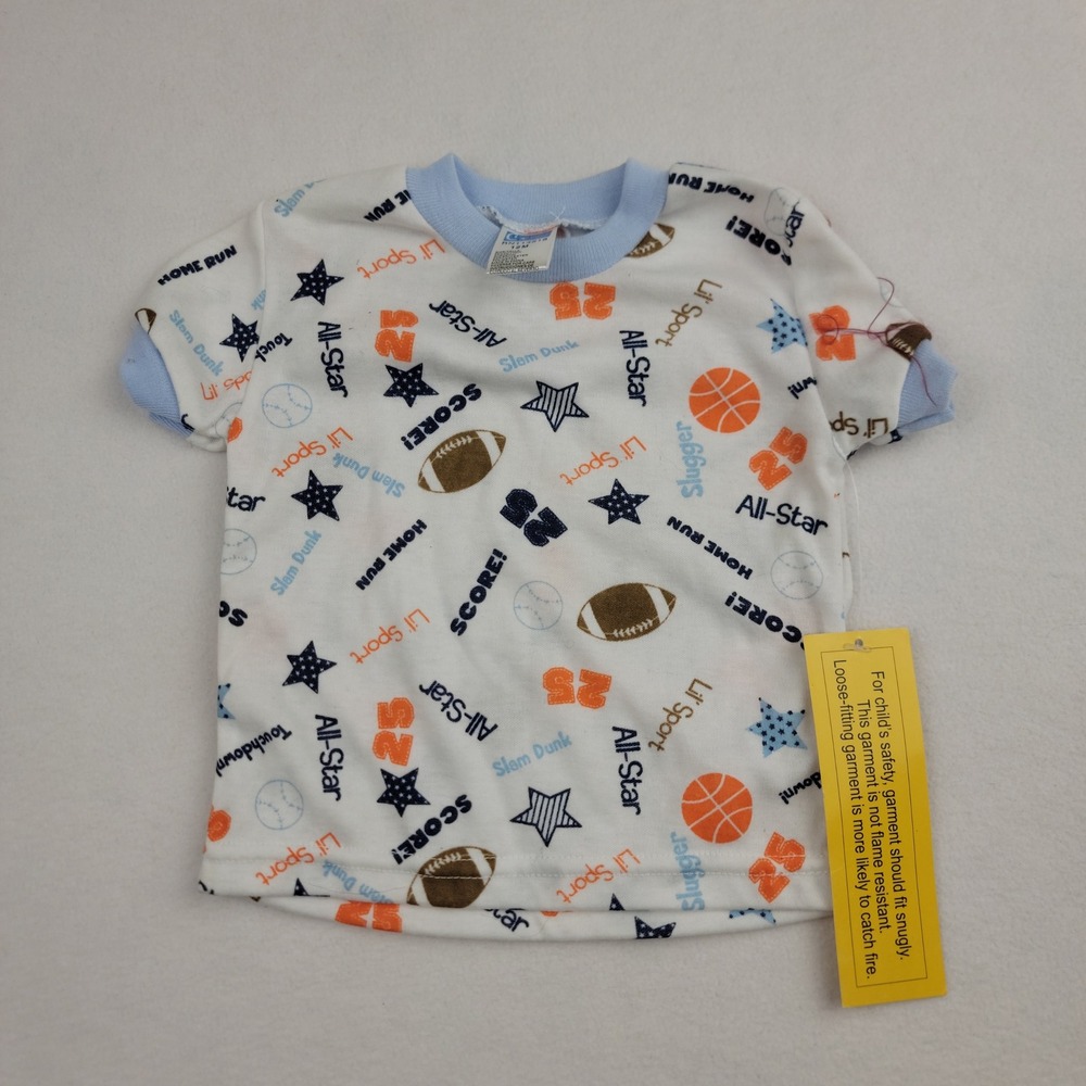 Coney Island Baby Boy 12M Sports All-Star Pajama Top White Blue RN114518